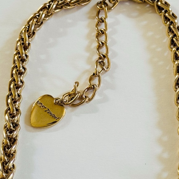 Betsey Johnson Necklace Designer Heart Bow Polka Dot Multi Crystal Gold Bib Rare - Picture 6 of 8